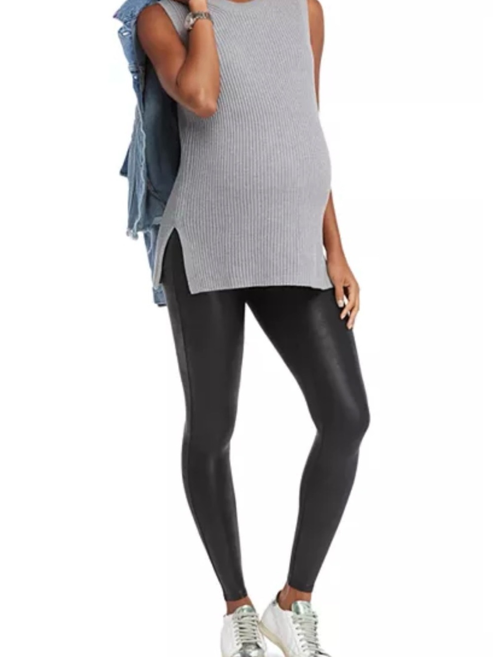 SPANX - Faux Leather Leggings - Maternity - Black